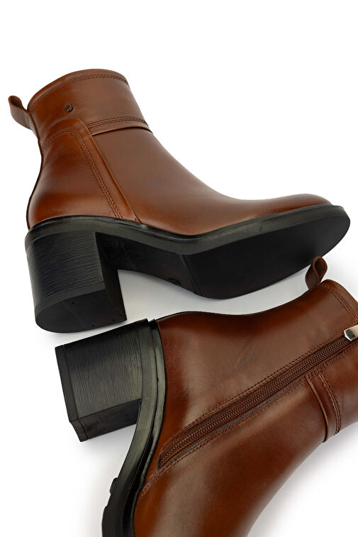 Tamer Tanca Kadın Hakiki Deri Taba Deri Topuklu Bot - Görsel 6