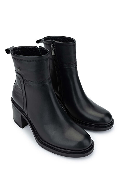 Tamer Tanca Kadın Hakiki Deri Siyah Deri Topuklu Bot - Görsel 3