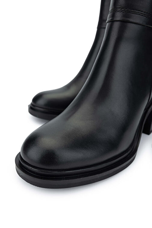 Tamer Tanca Kadın Hakiki Deri Siyah Deri Topuklu Bot - Görsel 4