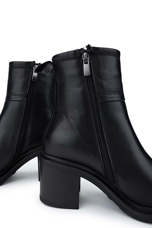 Tamer Tanca Kadın Hakiki Deri Siyah Deri Topuklu Bot - Görsel 5
