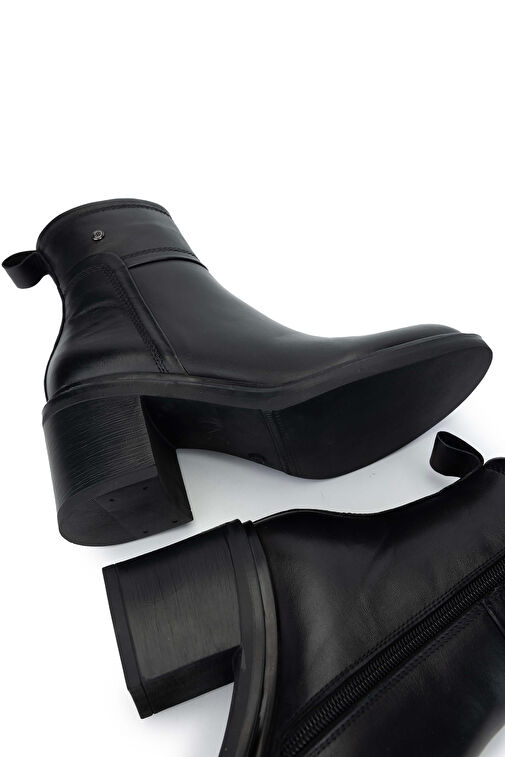 Tamer Tanca Kadın Hakiki Deri Siyah Deri Topuklu Bot - Görsel 6