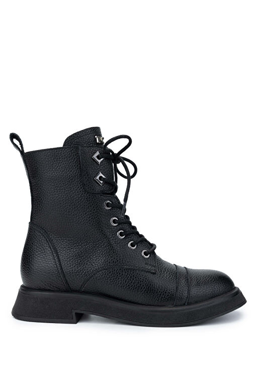 Tamer Tanca Kadın Hakiki Deri Siyah Floter Casual Bot - Görsel 2