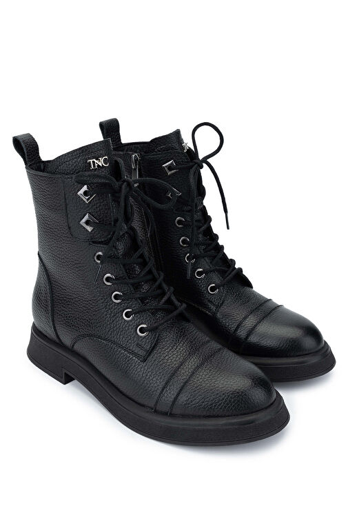 Tamer Tanca Kadın Hakiki Deri Siyah Floter Casual Bot - Görsel 3