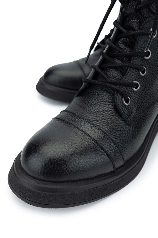 Tamer Tanca Kadın Hakiki Deri Siyah Floter Casual Bot - Görsel 4