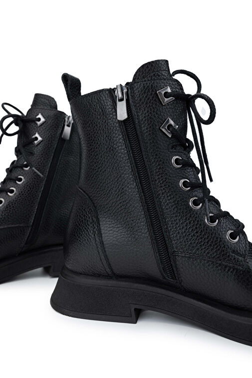 Tamer Tanca Kadın Hakiki Deri Siyah Floter Casual Bot - Görsel 5