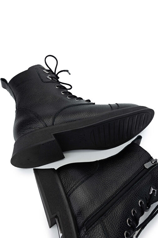 Tamer Tanca Kadın Hakiki Deri Siyah Floter Casual Bot - Görsel 6