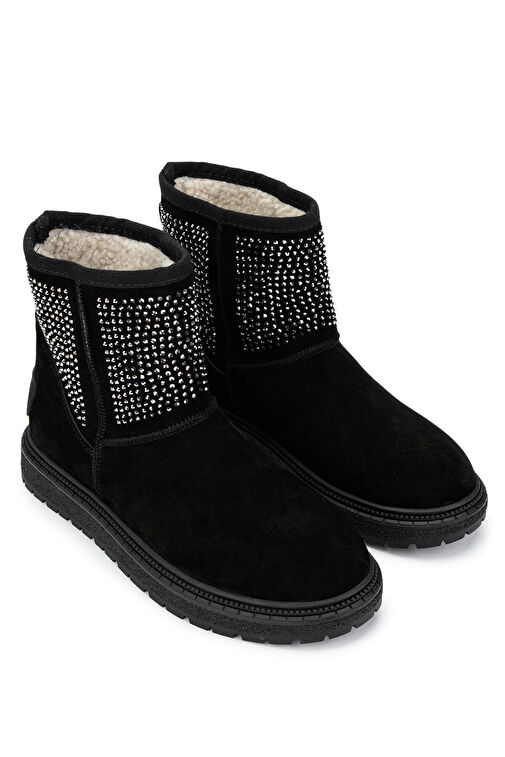 Tamer Tanca Kadın Hakiki Deri Siyah Süet/Taş Casual Bot - Görsel 3