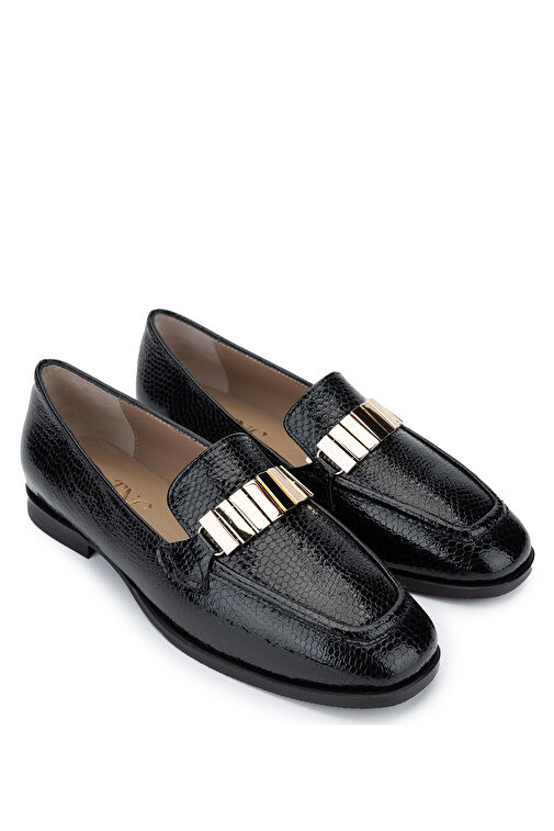 Tamer Tanca Kadın Hakiki Deri Siyah Loafer Ayakkabı - Görsel 3