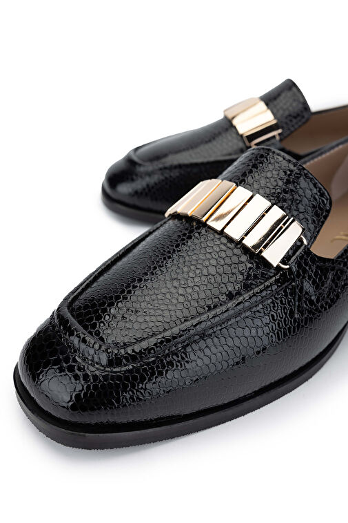 Tamer Tanca Kadın Hakiki Deri Siyah Loafer Ayakkabı - Görsel 4