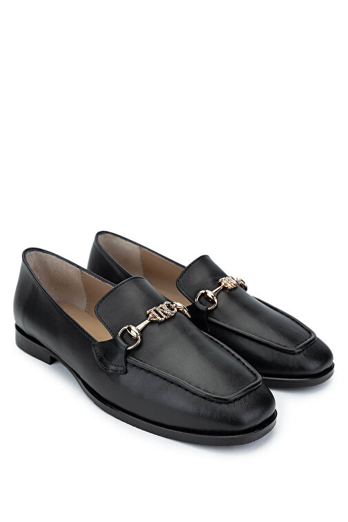 Tamer Tanca Kadın Hakiki Deri Siyah Deri Loafer Ayakkabı - Görsel 3