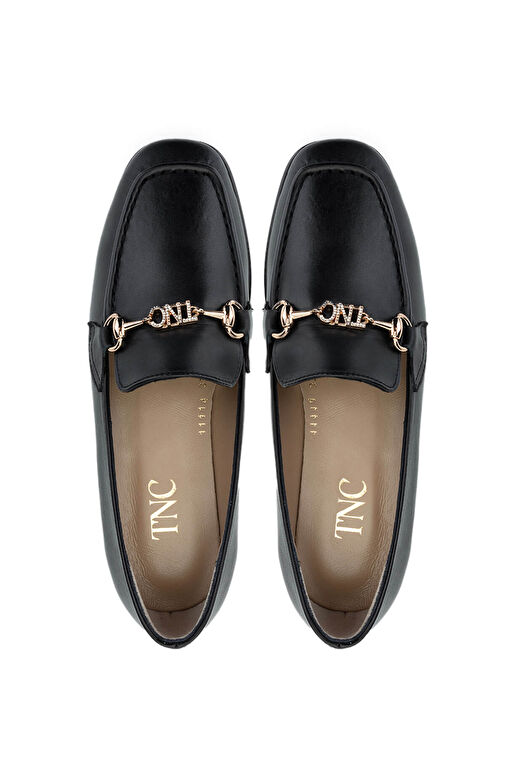 Tamer Tanca Kadın Hakiki Deri Siyah Deri Loafer Ayakkabı - Görsel 6