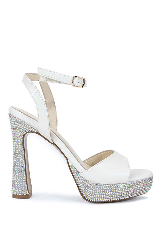 Tamer Tanca Kadın Suni Deri Beyaz Saten Topuklu Ayakkabı - Görsel 2