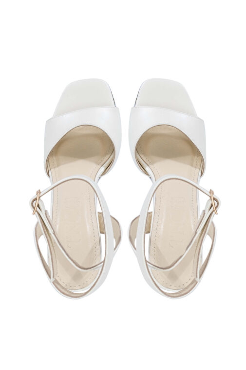 Tamer Tanca Kadın Suni Deri Beyaz Saten Topuklu Ayakkabı - Görsel 7