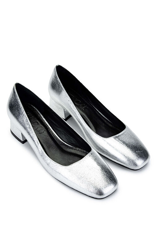 Tamer Tanca Kadın Hakiki Deri Gri Topuklu Ayakkabı - Görsel 3