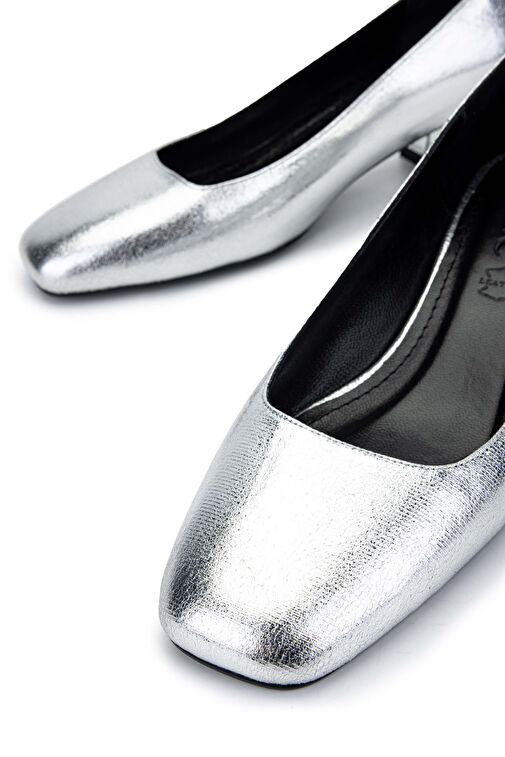 Tamer Tanca Kadın Hakiki Deri Gri Topuklu Ayakkabı - Görsel 5