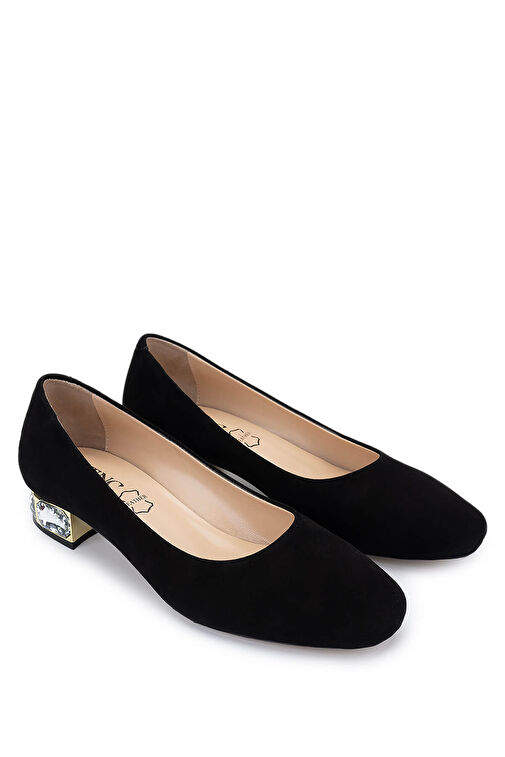 Tamer Tanca Kadın Hakiki Deri Siyah Süet Topuklu Ayakkabı - Görsel 3