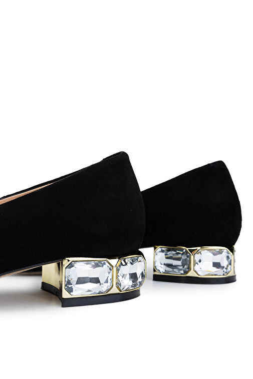 Tamer Tanca Kadın Hakiki Deri Siyah Süet Topuklu Ayakkabı - Görsel 5