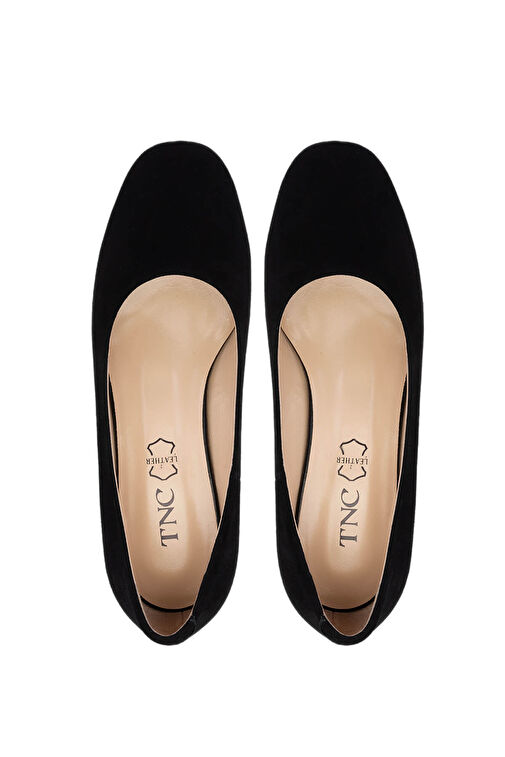 Tamer Tanca Kadın Hakiki Deri Siyah Süet Topuklu Ayakkabı - Görsel 7