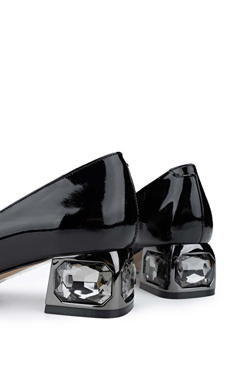 Tamer Tanca Kadın Hakiki Deri Siyah Rugan Topuklu Ayakkabı - Görsel 5