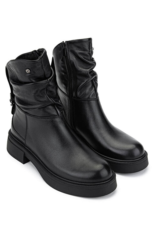 Tamer Tanca Kadın Hakiki Deri Siyah Deri Casual Bot - Görsel 3