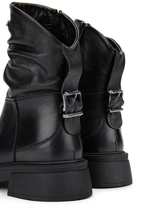 Tamer Tanca Kadın Hakiki Deri Siyah Deri Casual Bot - Görsel 5