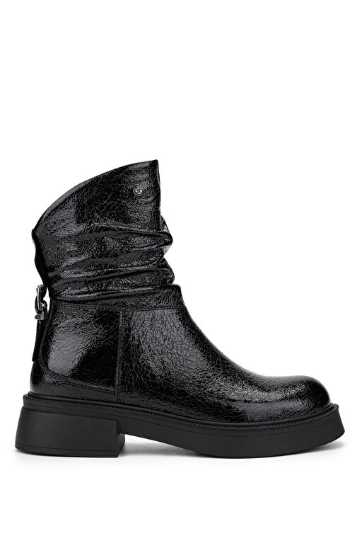 Tamer Tanca Kadın Hakiki Deri Siyah Rugan Casual Bot - Görsel 2