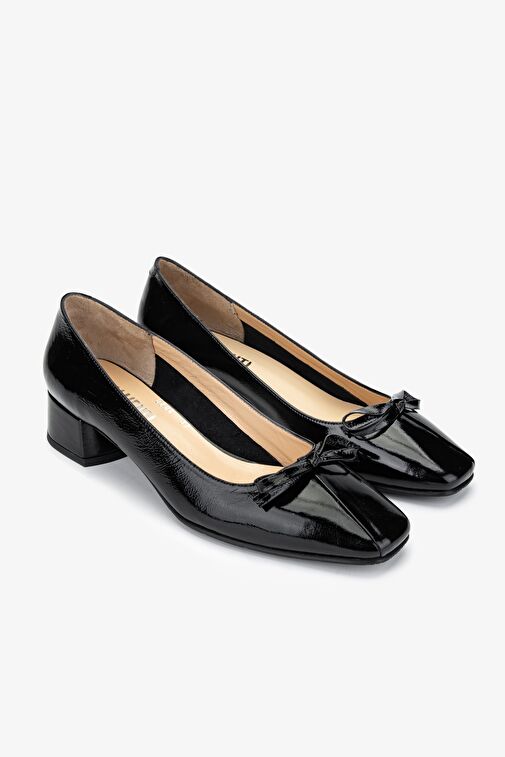 Valmenti Kadın Hakiki Deri Siyah Rugan Topuklu Ayakkabı - Görsel 3