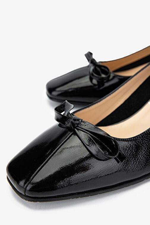 Valmenti Kadın Hakiki Deri Siyah Rugan Topuklu Ayakkabı - Görsel 4