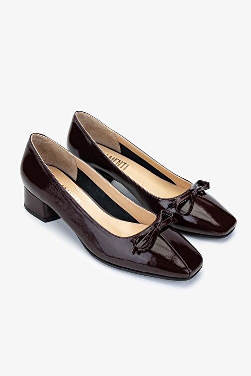 Valmenti Kadın Hakiki Deri Bordo Rugan Topuklu Ayakkabı - Görsel 3