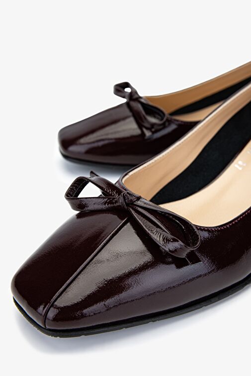 Valmenti Kadın Hakiki Deri Bordo Rugan Topuklu Ayakkabı - Görsel 4