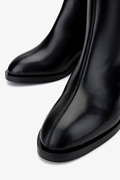 Valmenti Kadın Hakiki Deri Siyah Deri Topuklu Bot - Görsel 4