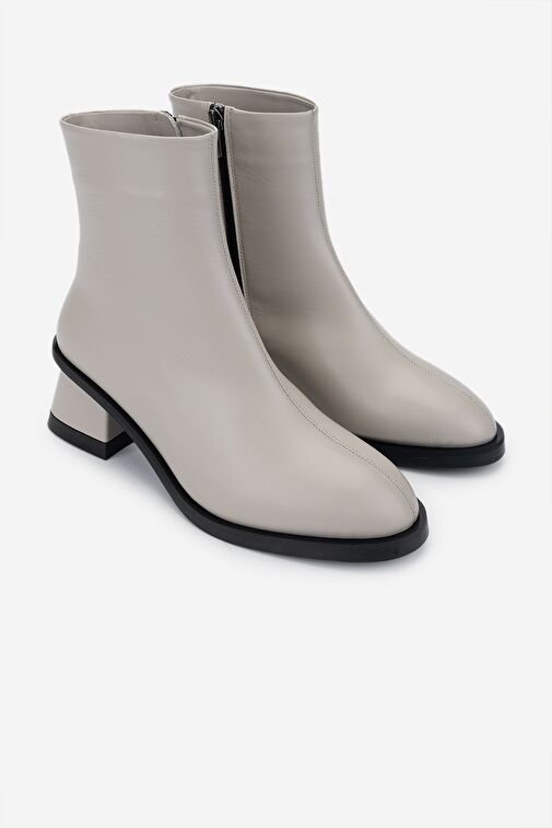 Valmenti Kadın Hakiki Deri Bej Rugan Topuklu Bot - Görsel 3