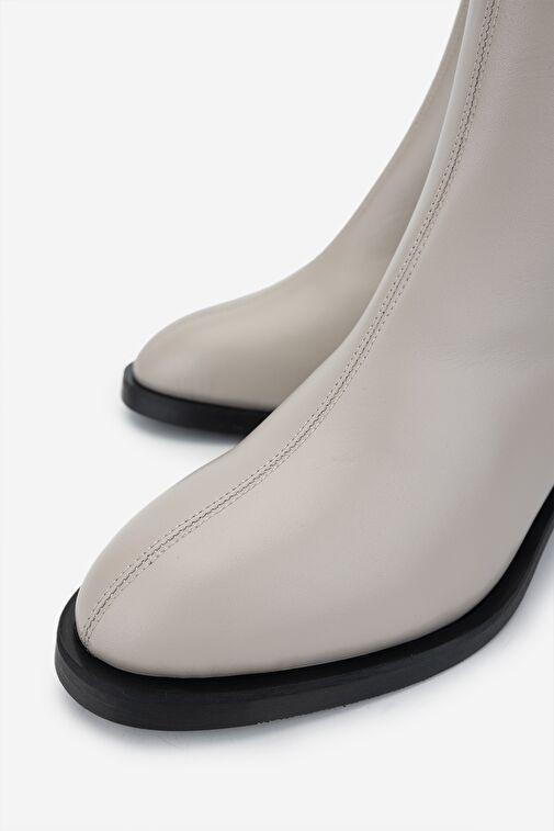 Valmenti Kadın Hakiki Deri Bej Rugan Topuklu Bot - Görsel 4