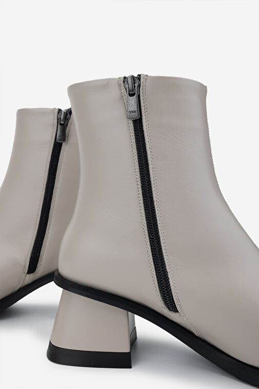 Valmenti Kadın Hakiki Deri Bej Rugan Topuklu Bot - Görsel 5