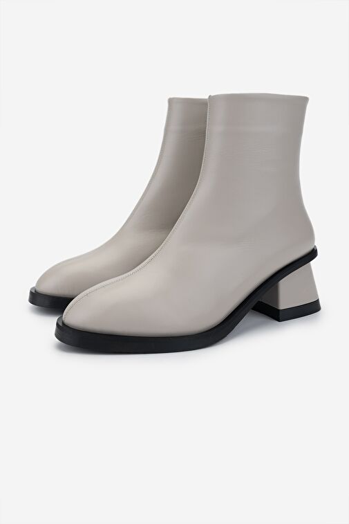 Valmenti Kadın Hakiki Deri Bej Rugan Topuklu Bot - Görsel 7