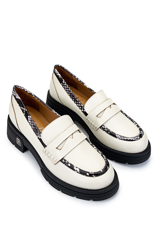 Tamer Tanca Kadın Hakiki Deri Bej Loafer Ayakkabı - Görsel 3