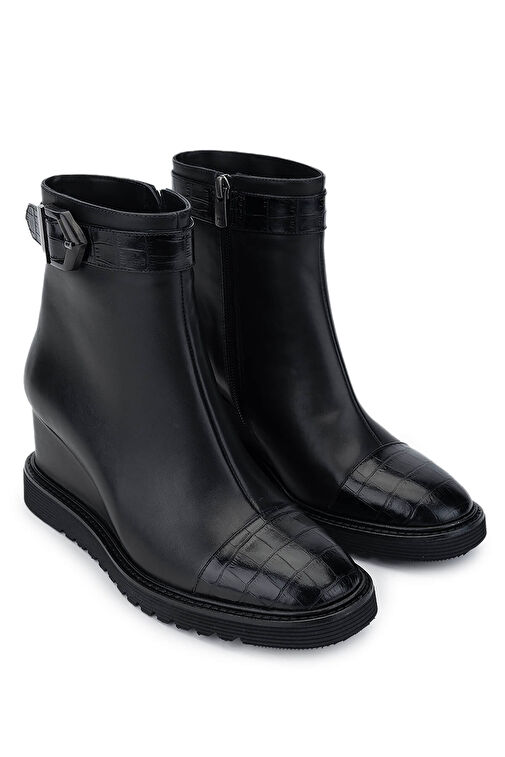 Tamer Tanca Kadın Hakiki Deri Siyah Deri Casual Bot - Görsel 3