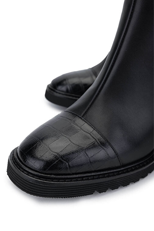 Tamer Tanca Kadın Hakiki Deri Siyah Deri Casual Bot - Görsel 4