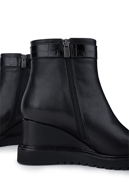 Tamer Tanca Kadın Hakiki Deri Siyah Deri Casual Bot - Görsel 5