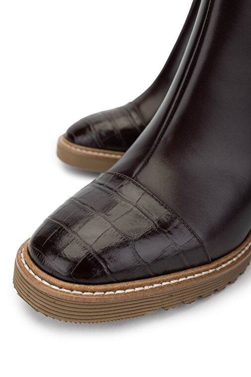 Tamer Tanca Kadın Hakiki Deri Kahverengi Casual Bot - Görsel 4