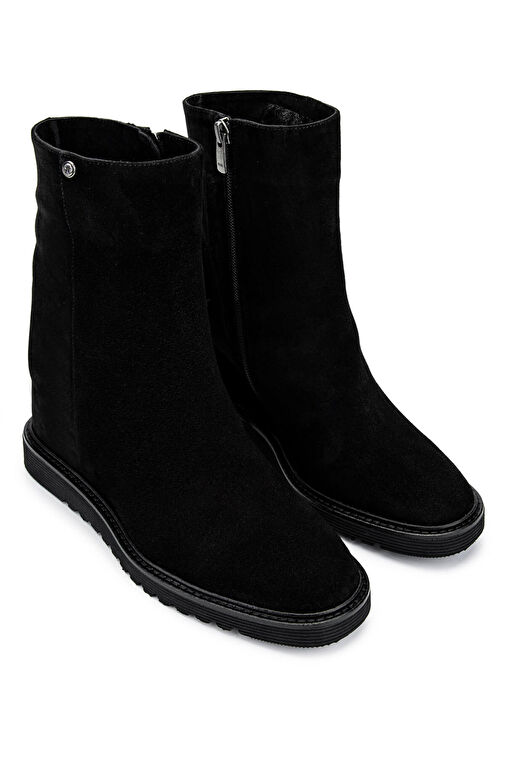 Tamer Tanca Kadın Hakiki Deri Siyah Süet Casual Bot - Görsel 3