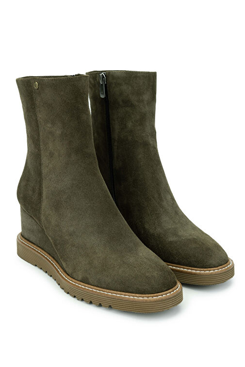 Tamer Tanca Kadın Hakiki Deri Haki Süet Casual Bot - Görsel 3