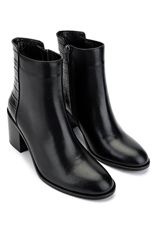 Tamer Tanca Kadın Hakiki Deri Siyah Topuklu Bot - Görsel 3