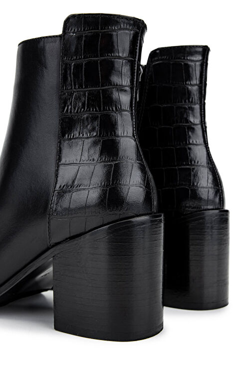 Tamer Tanca Kadın Hakiki Deri Siyah Topuklu Bot - Görsel 5
