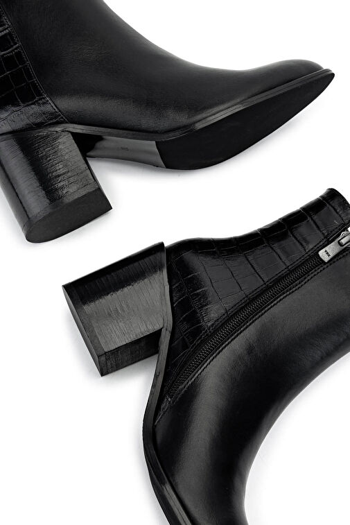 Tamer Tanca Kadın Hakiki Deri Siyah Topuklu Bot - Görsel 6