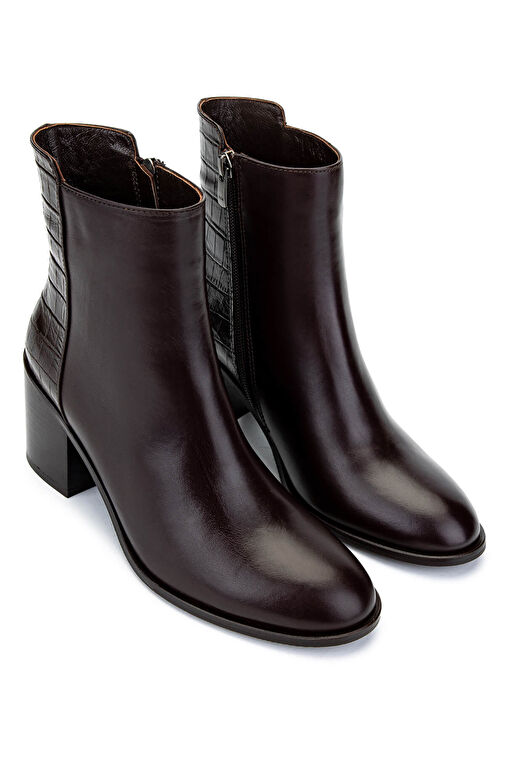 Tamer Tanca Kadın Hakiki Deri Kahverengi Topuklu Bot - Görsel 3