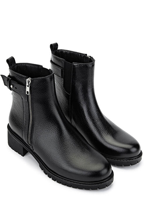 Tamer Tanca Kadın Hakiki Deri Siyah Floter Casual Bot - Görsel 3