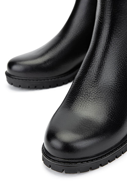 Tamer Tanca Kadın Hakiki Deri Siyah Floter Casual Bot - Görsel 5