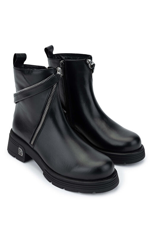 Tamer Tanca Kadın Hakiki Deri Siyah Deri Casual Bot - Görsel 3