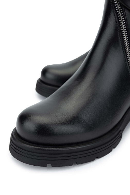 Tamer Tanca Kadın Hakiki Deri Siyah Deri Casual Bot - Görsel 4